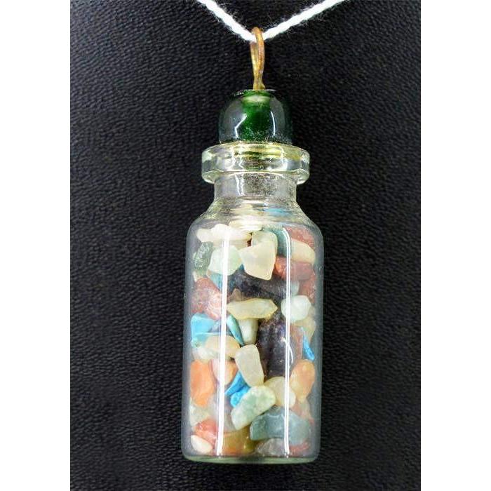 gemsmore:Natural Untreated Mix Gemstone Healing Bottle Pendant