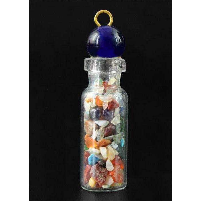 gemsmore:Natural Untreated Mix Gemstone Healing Bottle Pendant