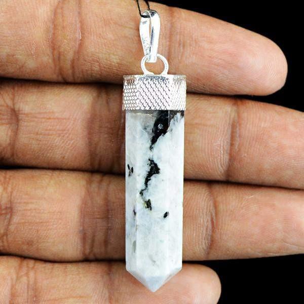 gemsmore:Natural Untreated Moonstone Crystal Healing Point Pendant