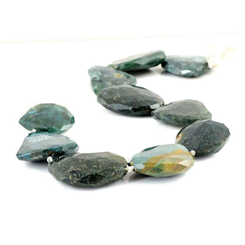gemsmore:Natural Untreated Moss Agate Faceted Beads Strand