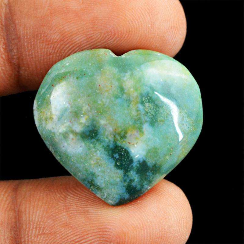 gemsmore:Natural Untreated Moss Agate Gemstone - Heart Shape