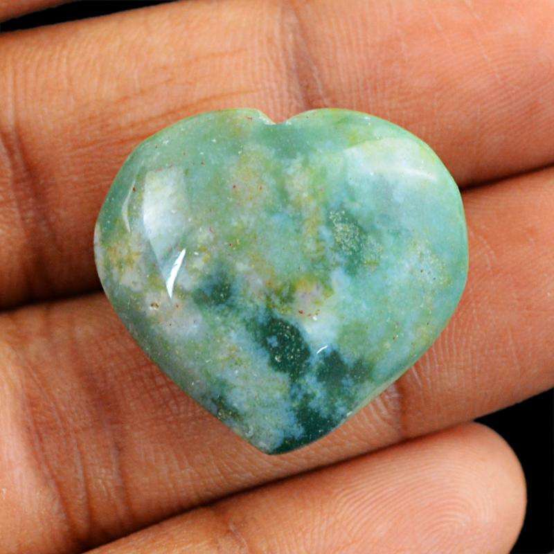 gemsmore:Natural Untreated Moss Agate Gemstone - Heart Shape