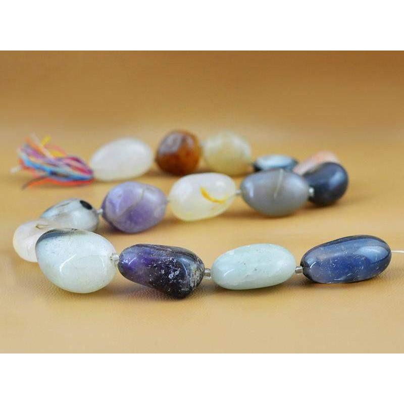 gemsmore:Natural Untreated Multi Gemstone Drilled Beads Strand