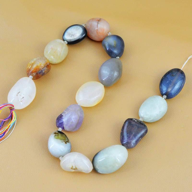 gemsmore:Natural Untreated Multi Gemstone Drilled Beads Strand