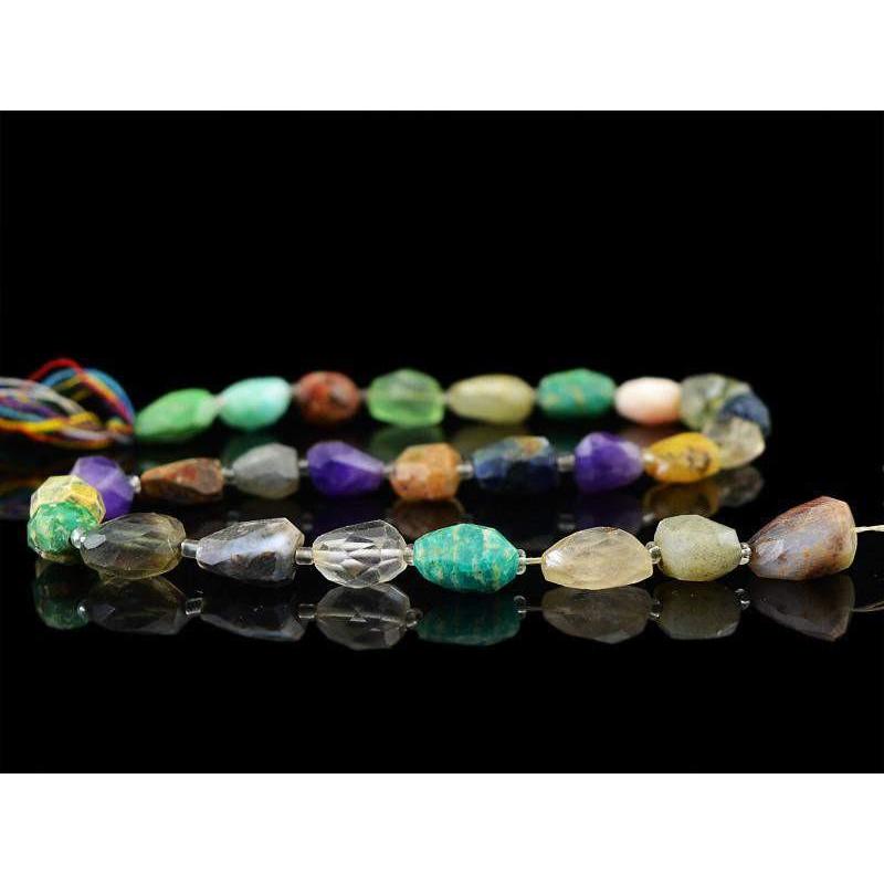 gemsmore:Natural Untreated Multi Gemstone Faceted Beads Strand