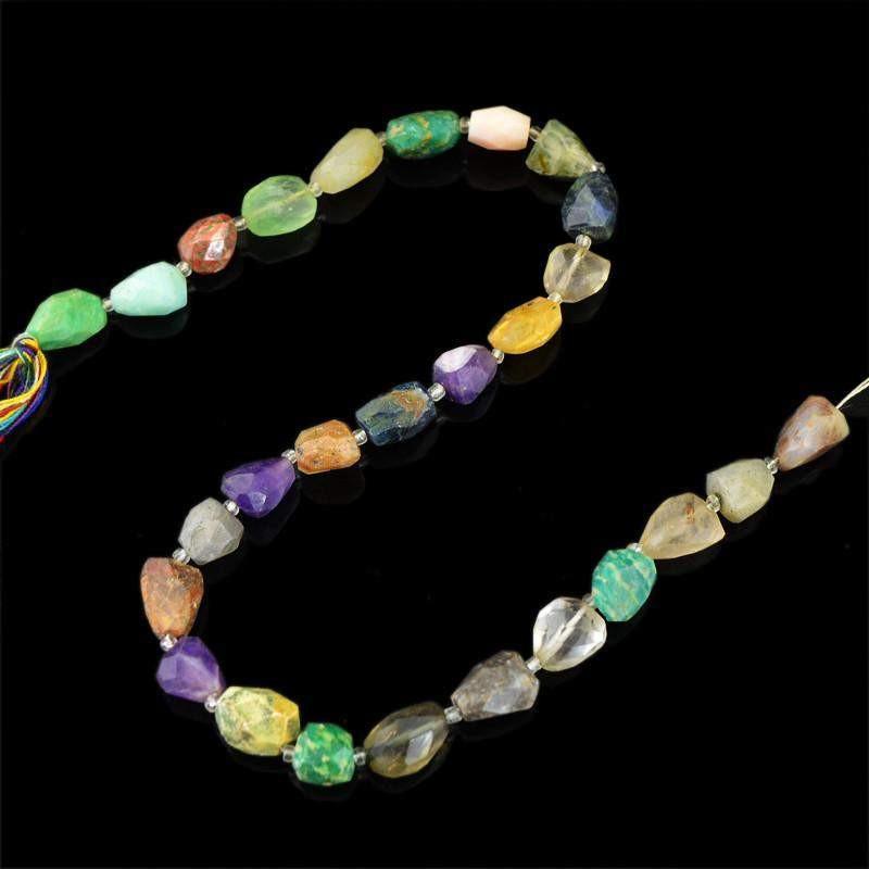 gemsmore:Natural Untreated Multi Gemstone Faceted Beads Strand