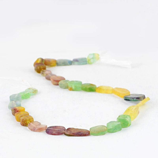 gemsmore:Natural Untreated Multicolor Fluorite Beads Strand