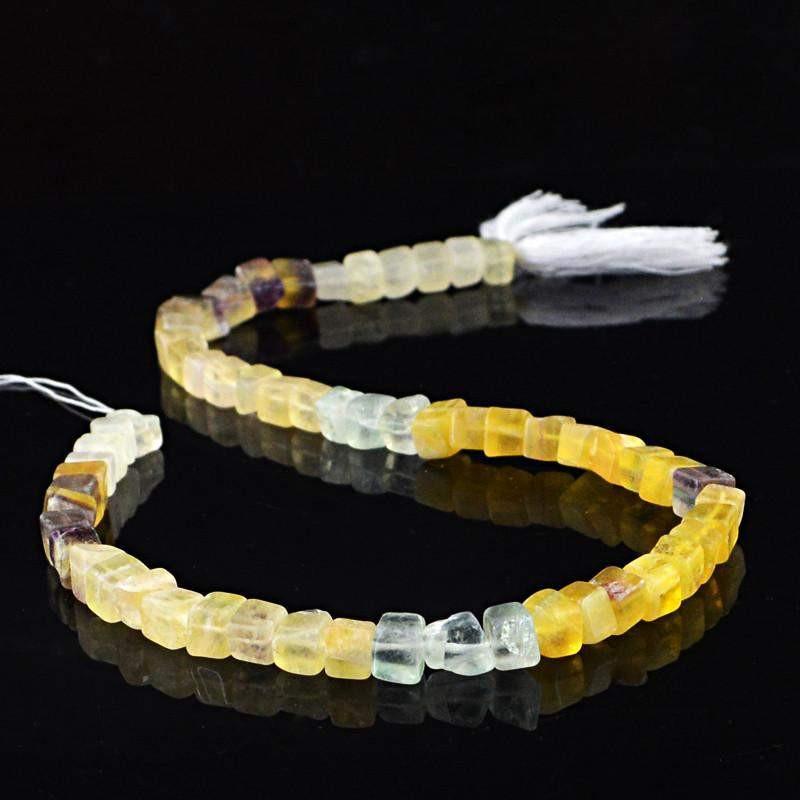 gemsmore:Natural Untreated Multicolor Fluorite Beads Strand