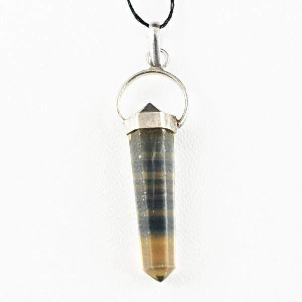 gemsmore:Natural Untreated Multicolor Fluorite Point Pendant