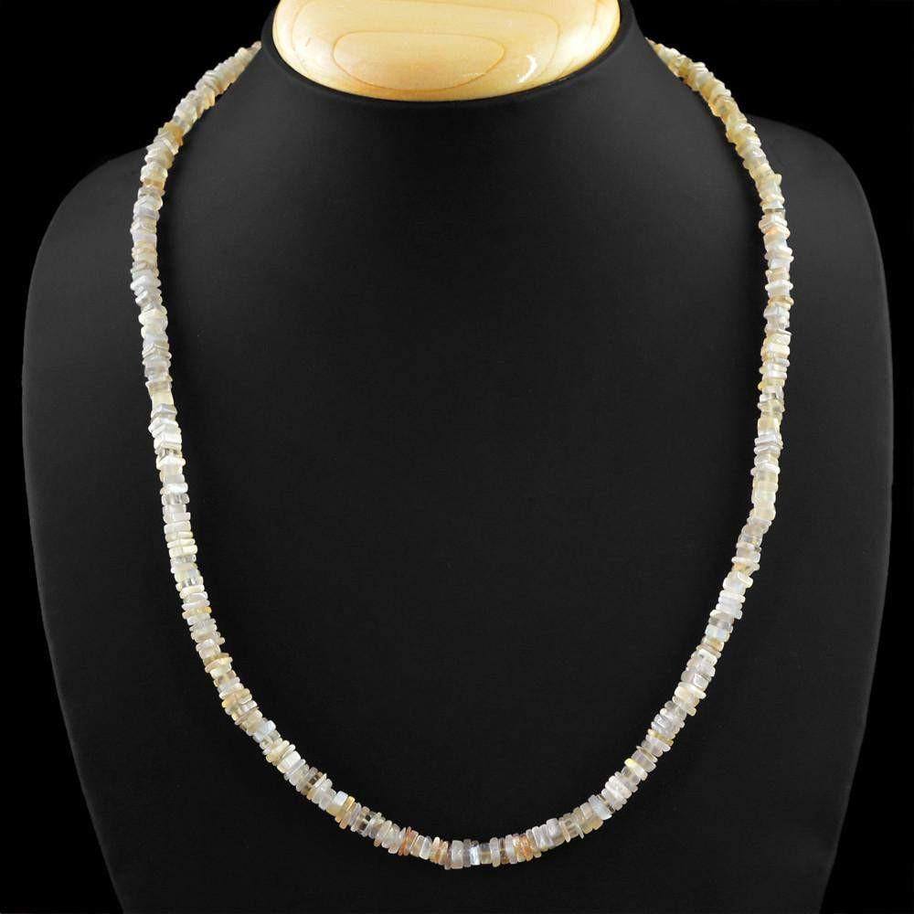 gemsmore:Natural Untreated Multicolor Moonstone Beads Necklace