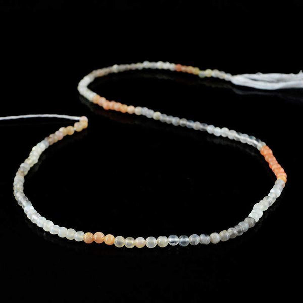 gemsmore:Natural Untreated Multicolor Moonstone Strand Round Shape Drilled Beads