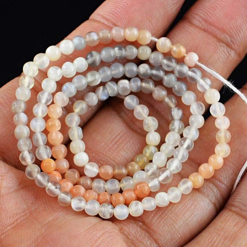 gemsmore:Natural Untreated Multicolor Moonstone Strand Round Shape Drilled Beads