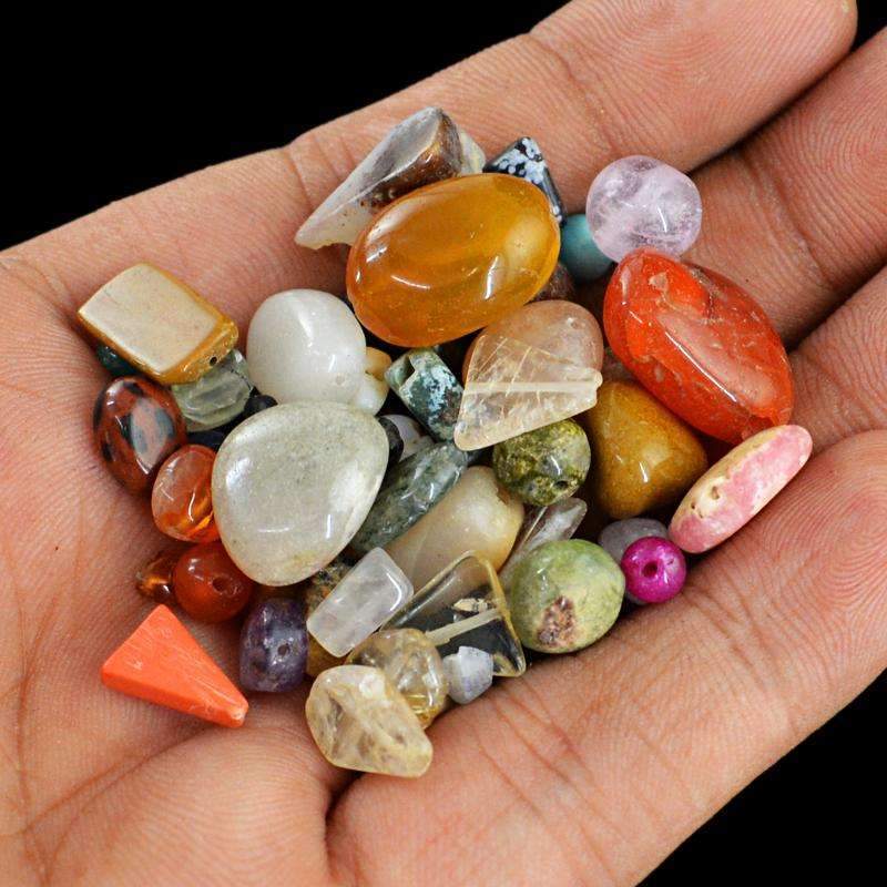 gemsmore:Natural Untreated Multicolor Multi Gemstone Beads Lot - Drilled