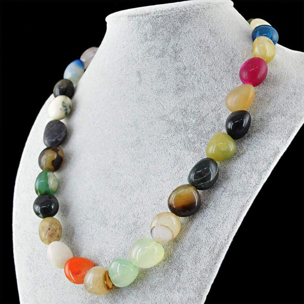 gemsmore:Natural Untreated Multicolor Multi Gemstone Beads Necklace