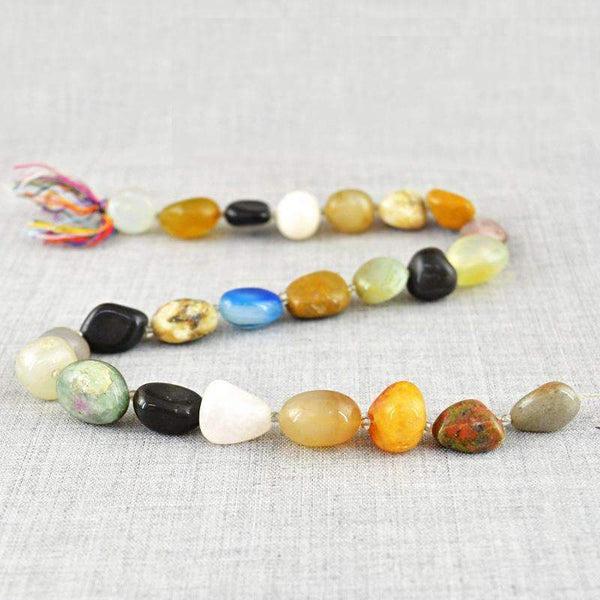 gemsmore:Natural Untreated Multicolor Multi Gemstone Drilled Beads Strand