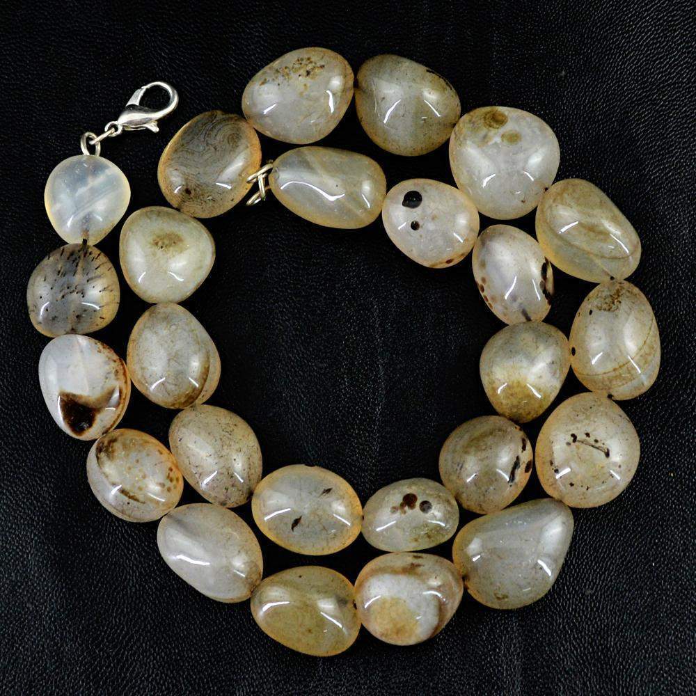 gemsmore:Natural Untreated Onyx Beads Necklace