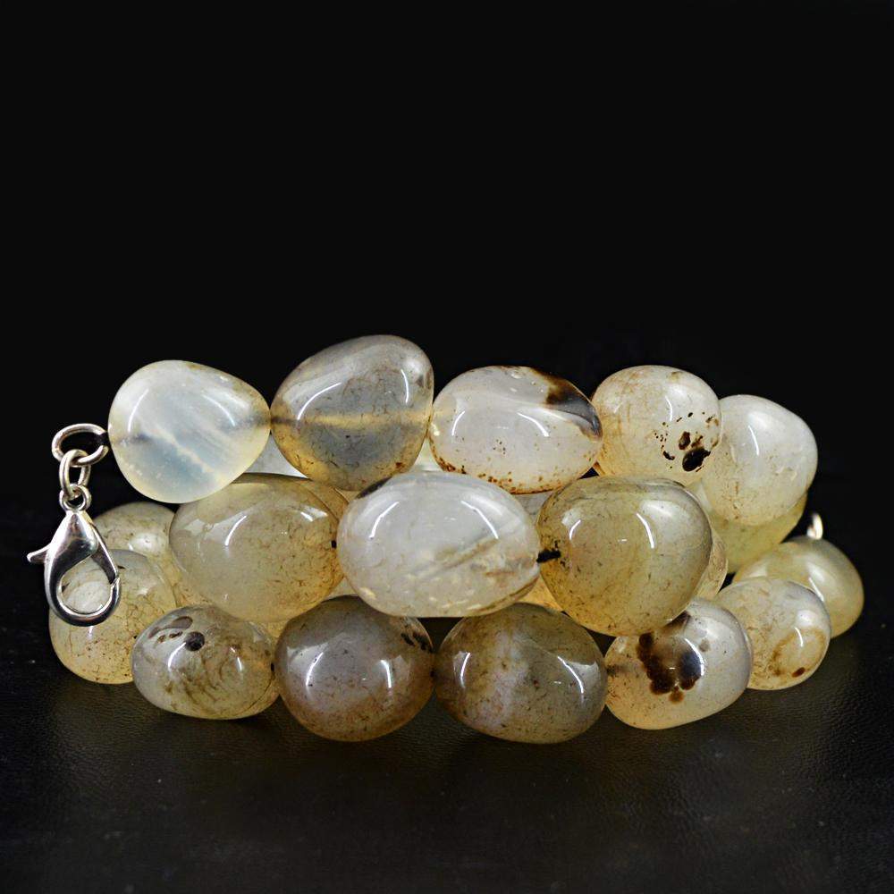 gemsmore:Natural Untreated Onyx Beads Necklace