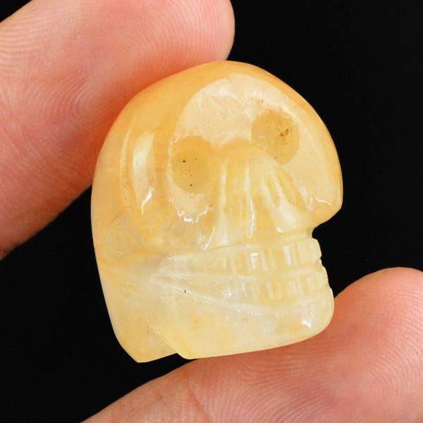 gemsmore:Natural Untreated Orange Aventurine Carved Skull Gemstone