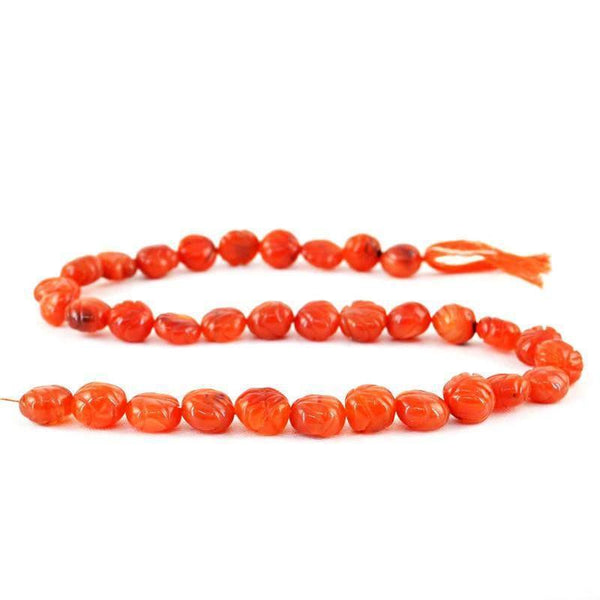 gemsmore:Natural Untreated Orange Carnelian Carved Beads Strand