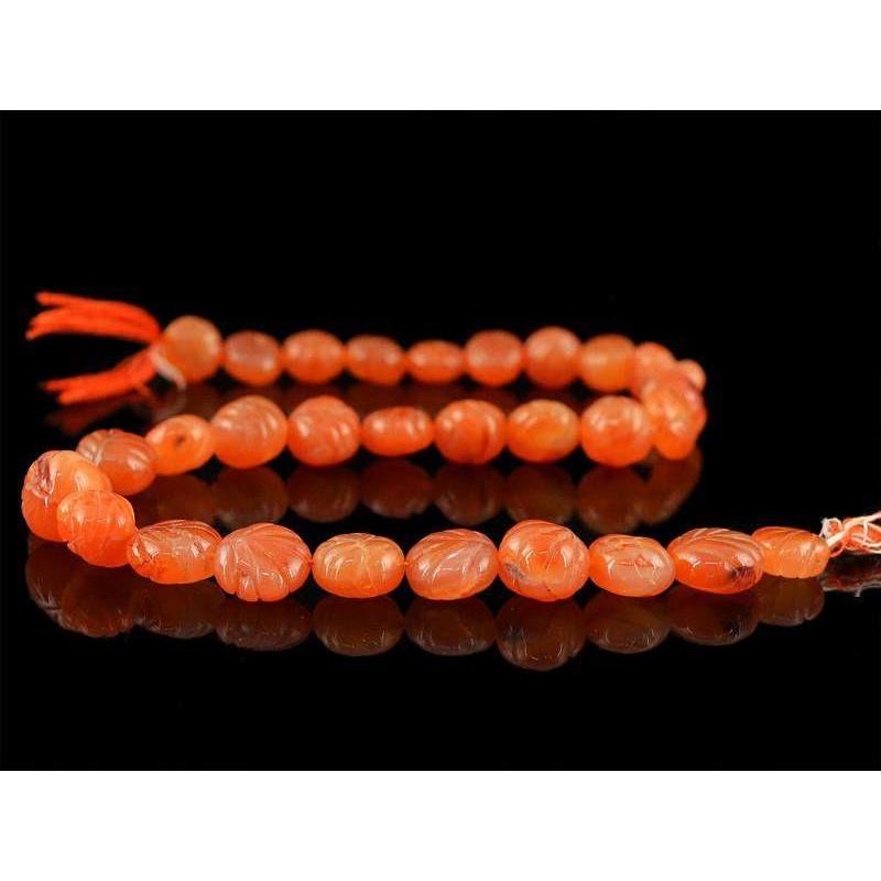 gemsmore:Natural Untreated Orange Carnelian Carved Beads Strand