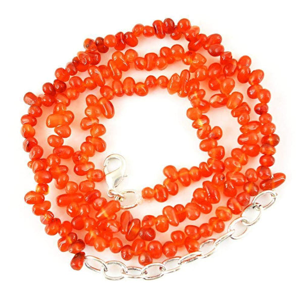 gemsmore:Natural Untreated Orange Carnelian Necklace Tear Drop Beads