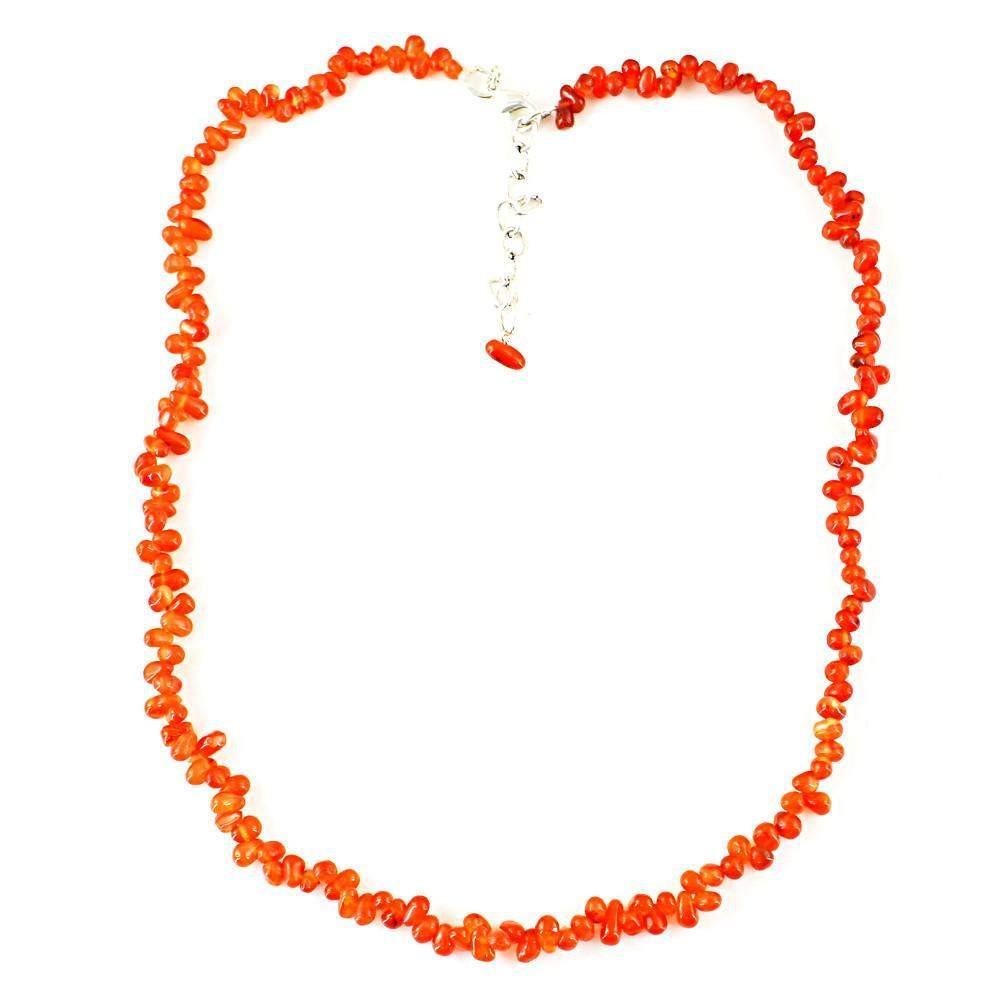 gemsmore:Natural Untreated Orange Carnelian Necklace Tear Drop Beads