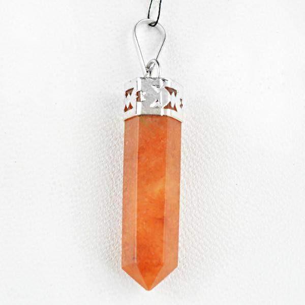 gemsmore:Natural Untreated Orange Carnelian Reiki Healing Point Pendant