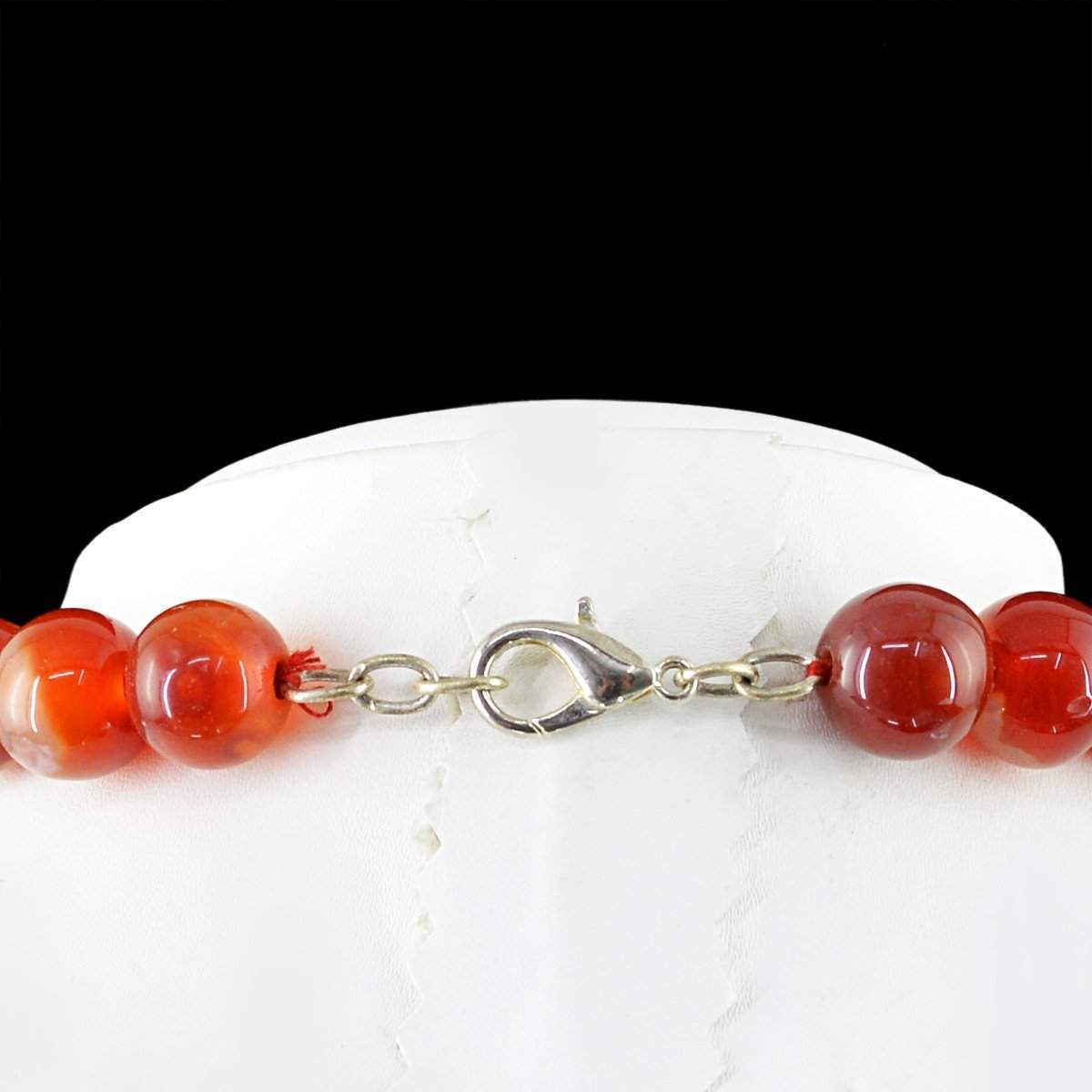 gemsmore:Natural Untreated Orange Onyx Necklace Round Shape Beads
