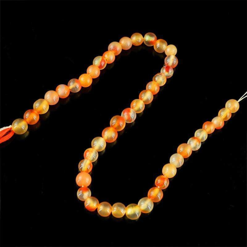 gemsmore:Natural Untreated Orange Onyx Round Beads Strand