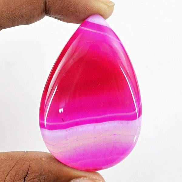 gemsmore:Natural Untreated Pear Shape Pink Striped Onyx Healing Palm Gemstone