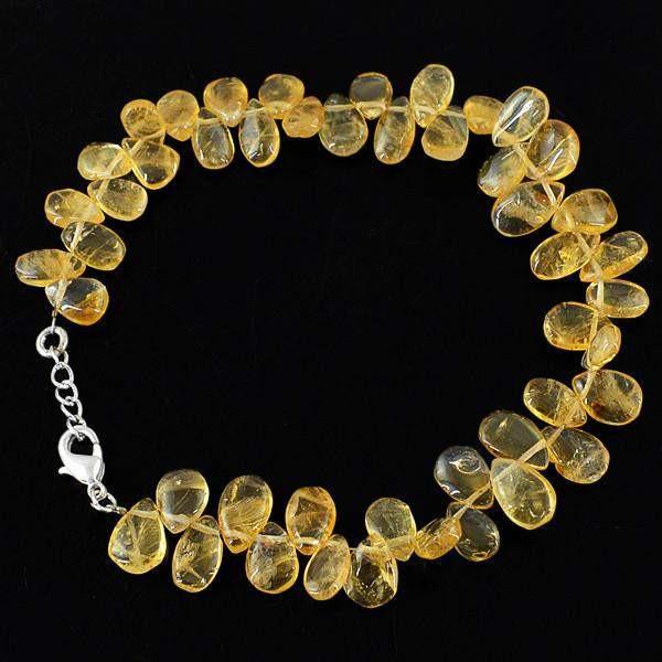 gemsmore:Natural Untreated Pear Shape Yellow Citrine Beads Bracelet