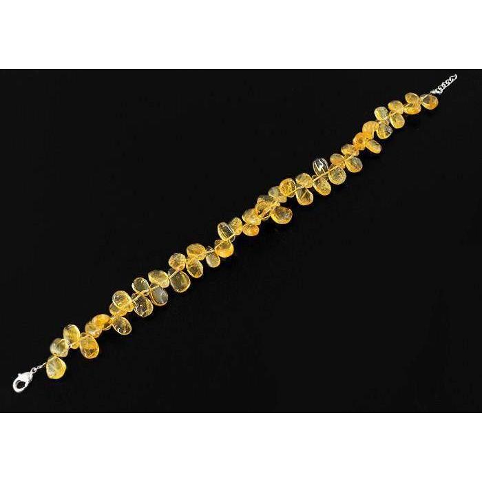 gemsmore:Natural Untreated Pear Shape Yellow Citrine Beads Bracelet