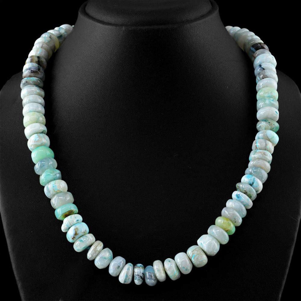 gemsmore:Natural Untreated Peruvian Opal Necklace Round Shape Beads