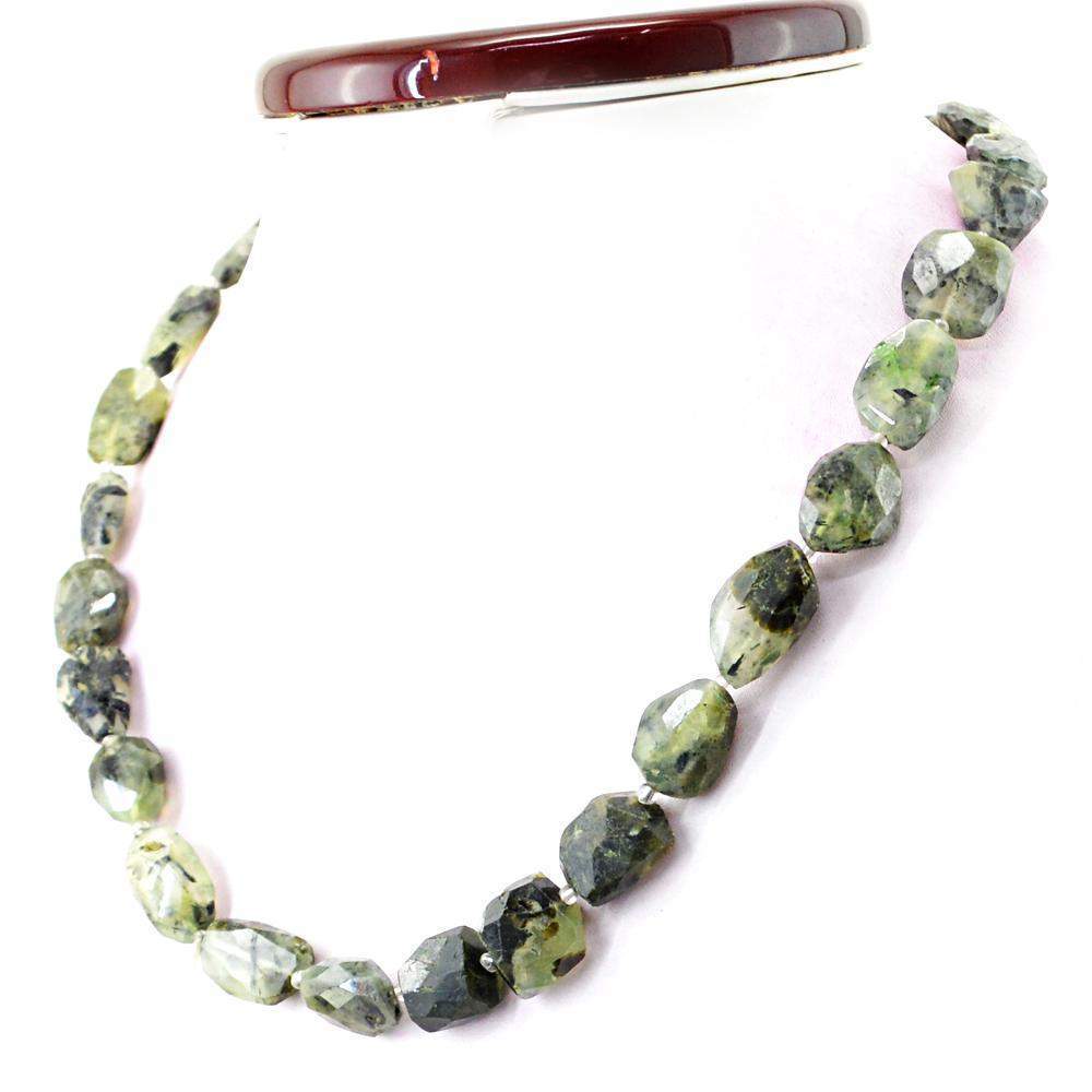 gemsmore:Natural Untreated Phrenite Necklace Faceted Beads