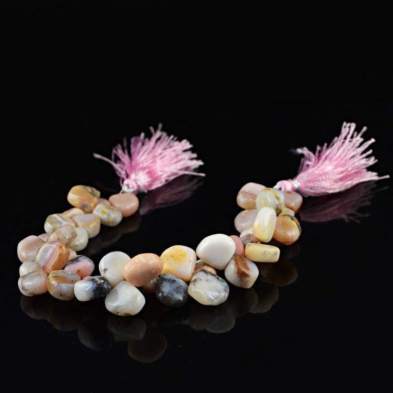237ct Natural Round Pink Australian Opal Beaded Necklace – Unheated, 20 Inch