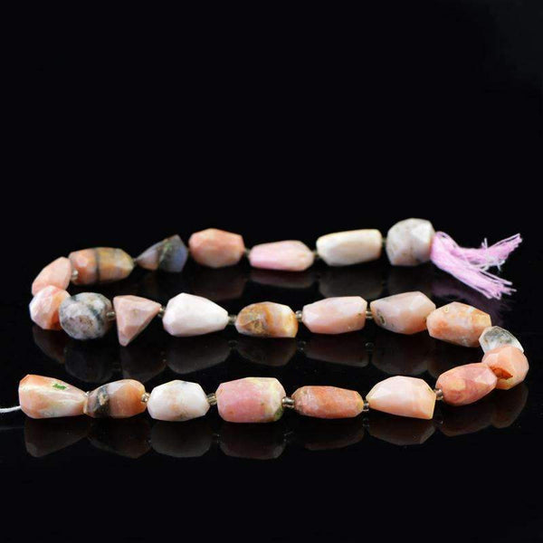 gemsmore:Natural Untreated Pink Australian Opal Drilled Beads Strand - Faceted