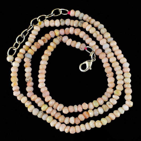 gemsmore:Natural Untreated Pink Australian Opal Necklace Round Cut Beads