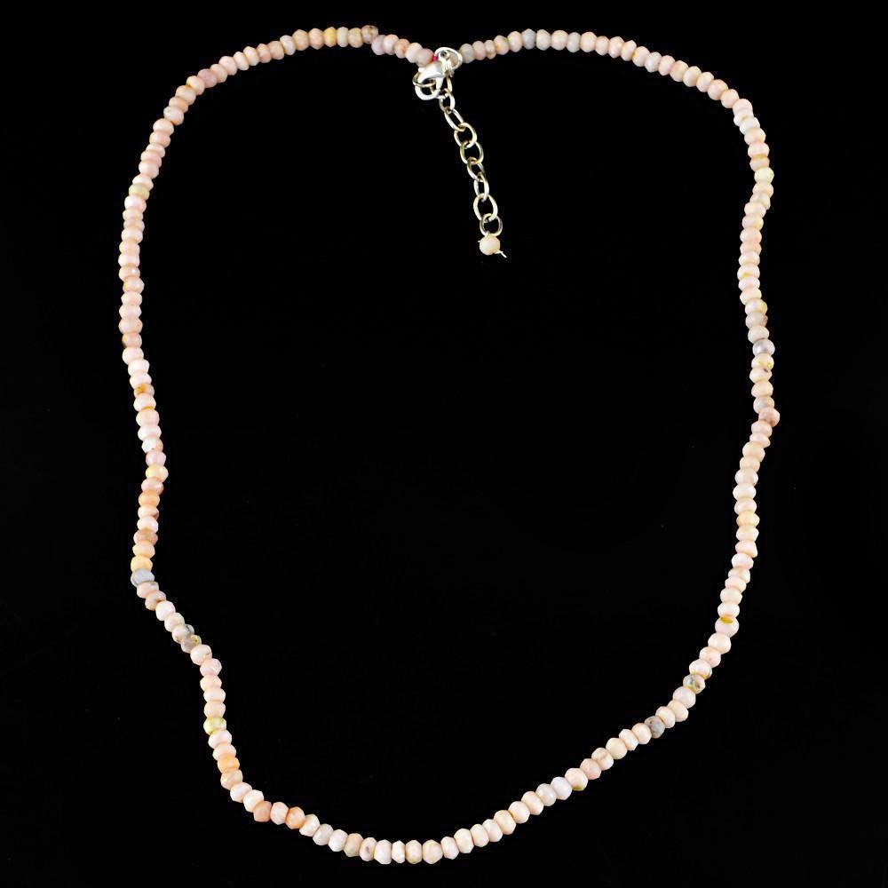 gemsmore:Natural Untreated Pink Australian Opal Necklace Round Cut Beads