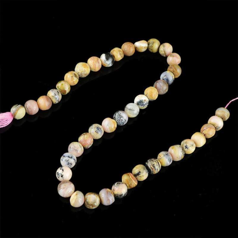 gemsmore:Natural Untreated Pink Australian Opal Round Shape Beads Strand