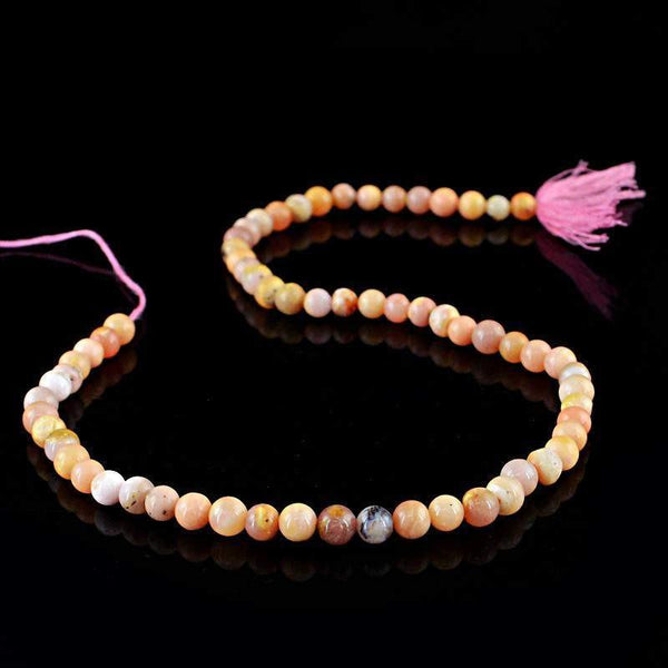 gemsmore:Natural Untreated Pink Australian Opal Strand Drilled Round Beads