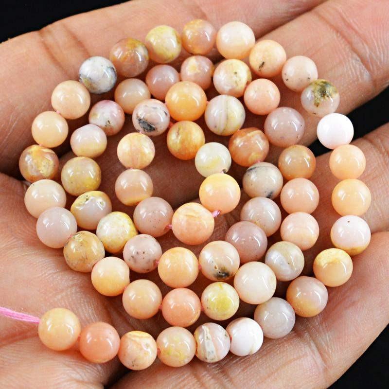 gemsmore:Natural Untreated Pink Australian Opal Strand Drilled Round Beads