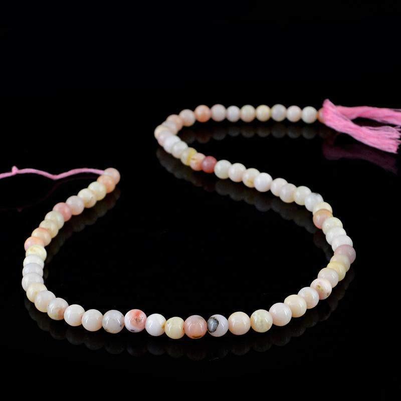 gemsmore:Natural Untreated Pink Australian Opal Strand Drilled Round Beads