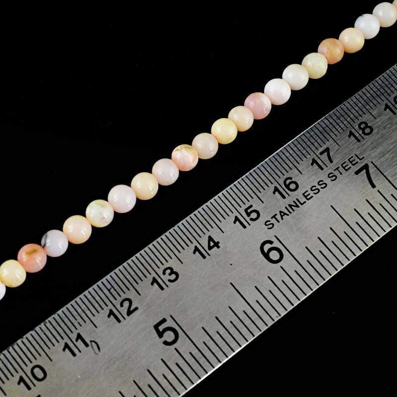 gemsmore:Natural Untreated Pink Australian Opal Strand Drilled Round Beads