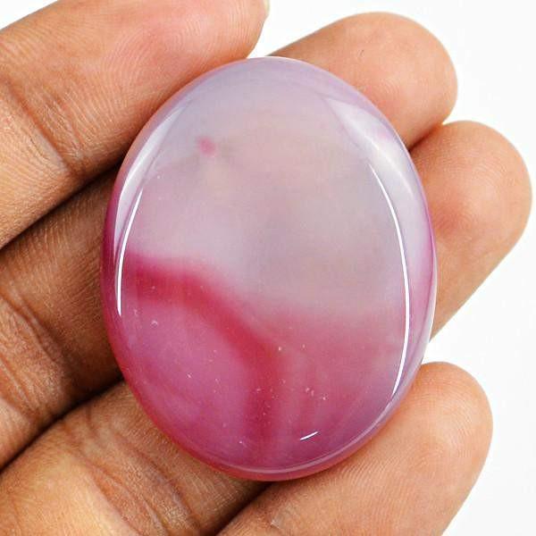 gemsmore:Natural Untreated Pink Onyx Oval Shape Healing Palm Gemstone