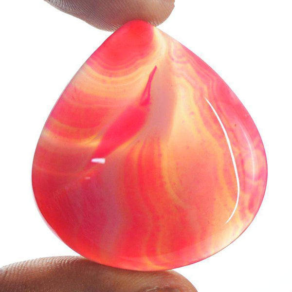 gemsmore:Natural Untreated Pink Onyx Pear Shape Gemstone