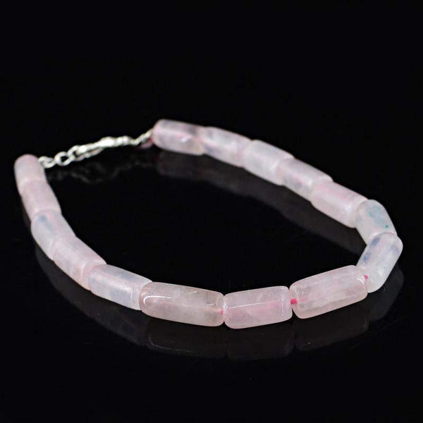 gemsmore:Natural Untreated Pink Rose Quartz Beads Bracelet