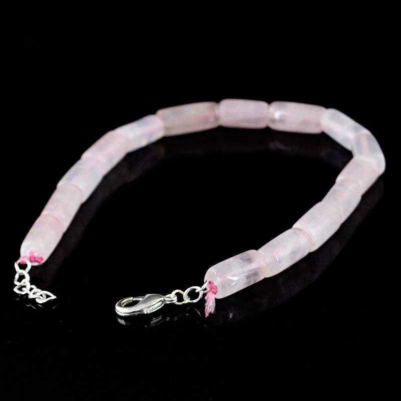 gemsmore:Natural Untreated Pink Rose Quartz Beads Bracelet