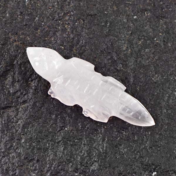 gemsmore:Natural Untreated Pink Rose Quartz Carved Crocodile Gemstone