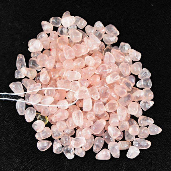 gemsmore:Natural Untreated Pink Rose Quartz Drilled Beads Lot