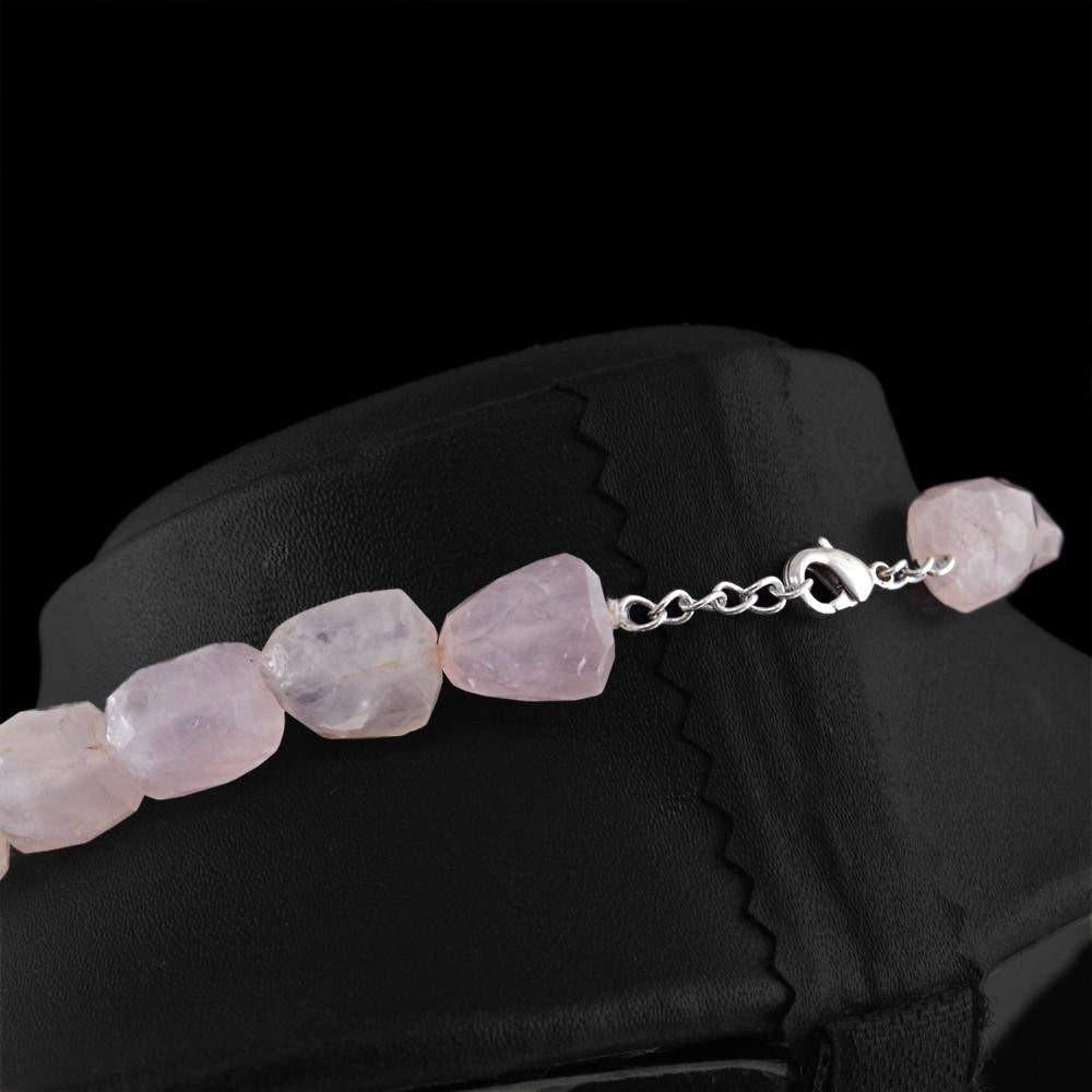 gemsmore:Natural Untreated Pink Rose Quartz Necklace Faceted Beads